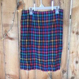 Plaid wool skirt.